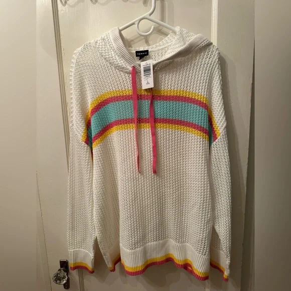 NWT Torrid Pointelle Striped Hoodie - Picture 1 of 2